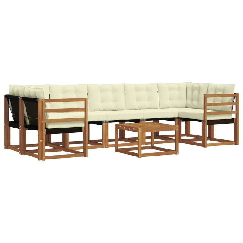 Lauko sofos komplektas su pagalve 8 pcs Natūralus ir grietinėlė