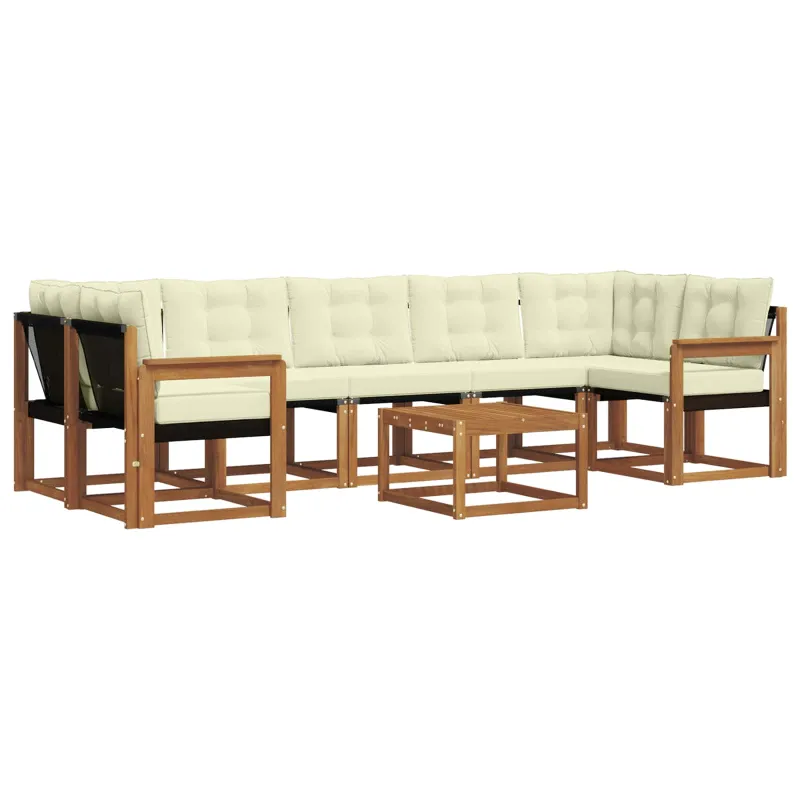 Lauko sofos komplektas su pagalve 8 pcs Natūralus ir grietinėlė