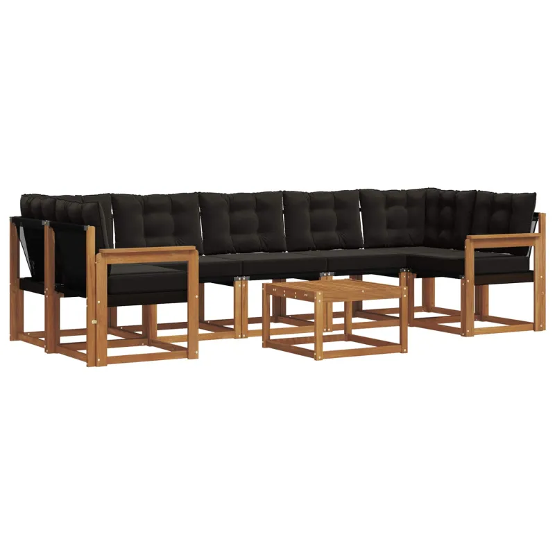 Lauko sofos komplektas su pagalve 8 pcs Natūrali ir juoda