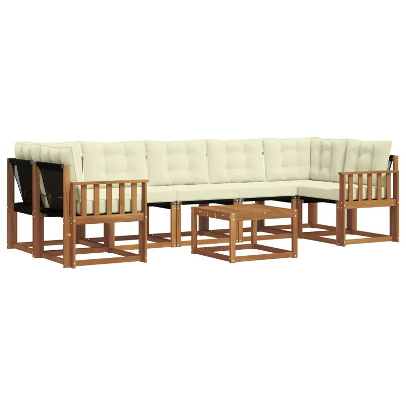 Lauko sofos komplektas su pagalve 8 pcs Natūralus ir grietinėlė