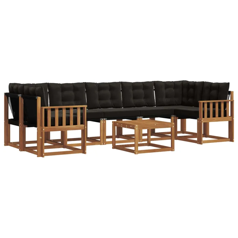 Lauko sofos komplektas su pagalve 8 pcs Natūrali ir juoda