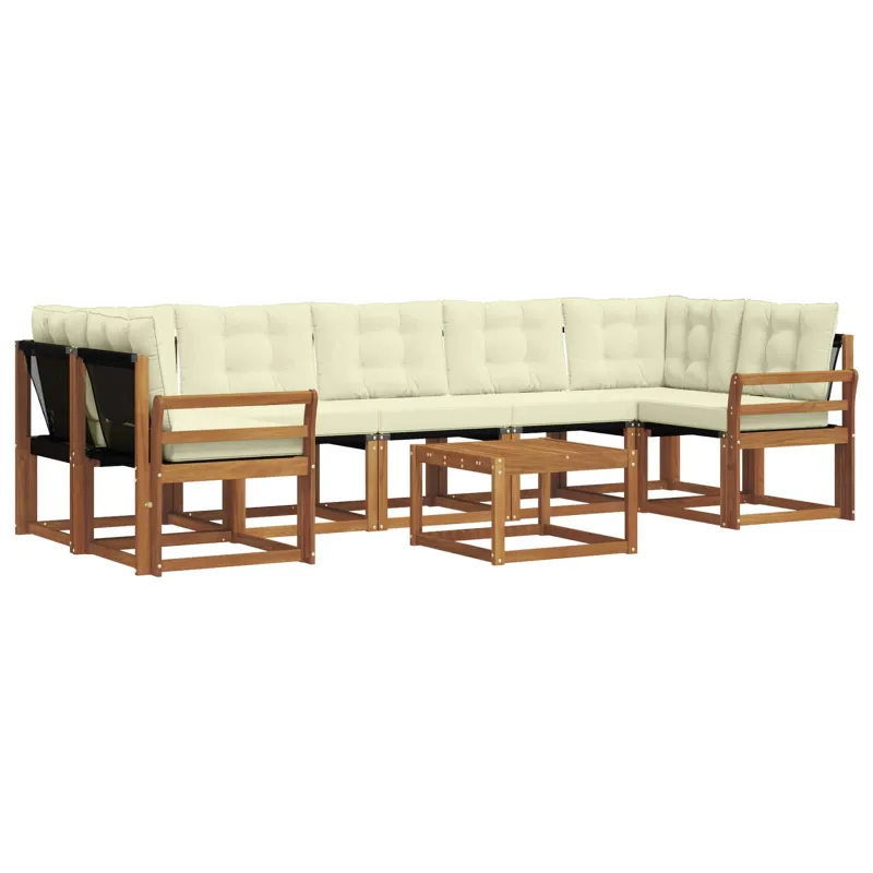 Lauko sofos komplektas su pagalve 8 pcs Natūralus ir grietinėlė