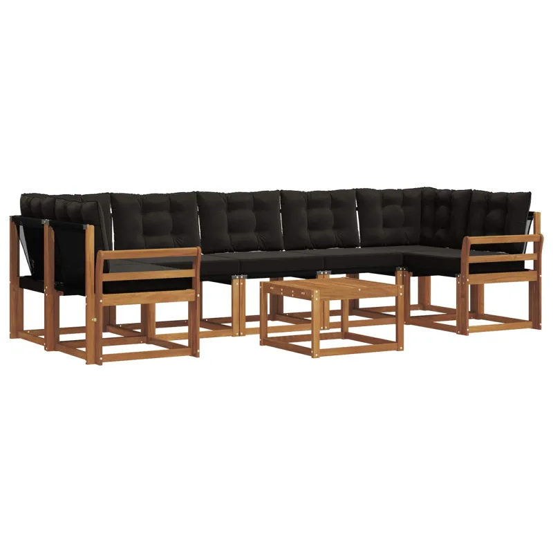Lauko sofos komplektas su pagalve 8 pcs Natūrali ir juoda