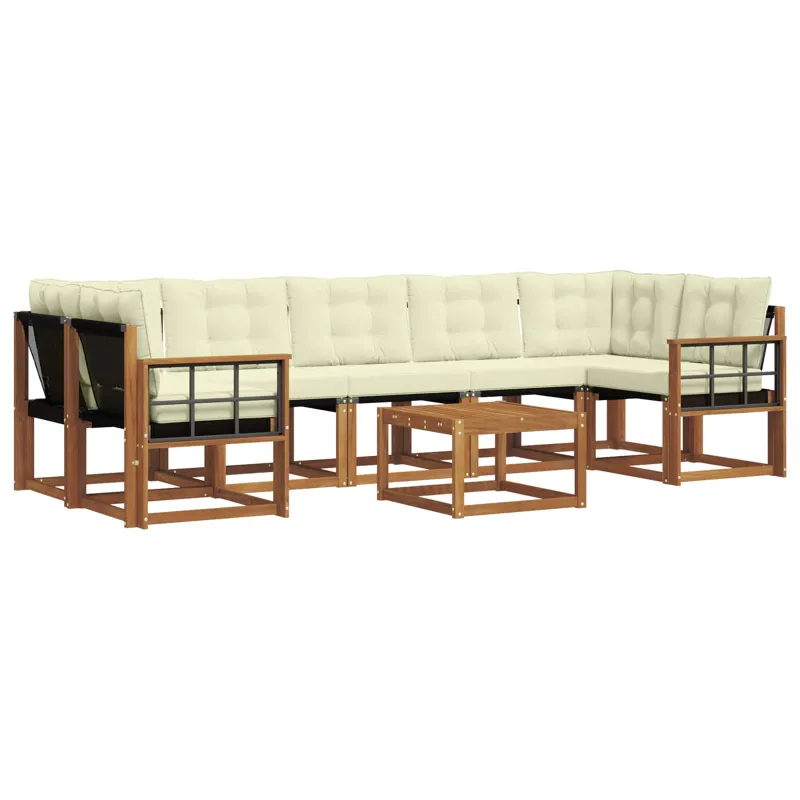 Lauko sofos komplektas su pagalve 8 pcs Natūralus ir grietinėlė