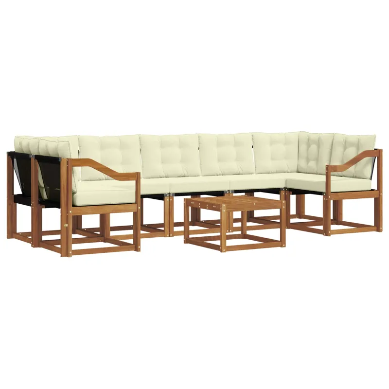 Lauko sofos komplektas su pagalve 8 pcs Natūralus ir grietinėlė