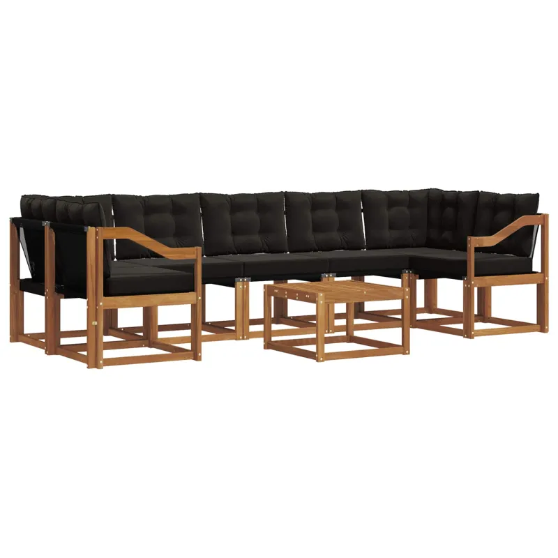 Lauko sofos komplektas su pagalve 8 pcs Natūrali ir juoda