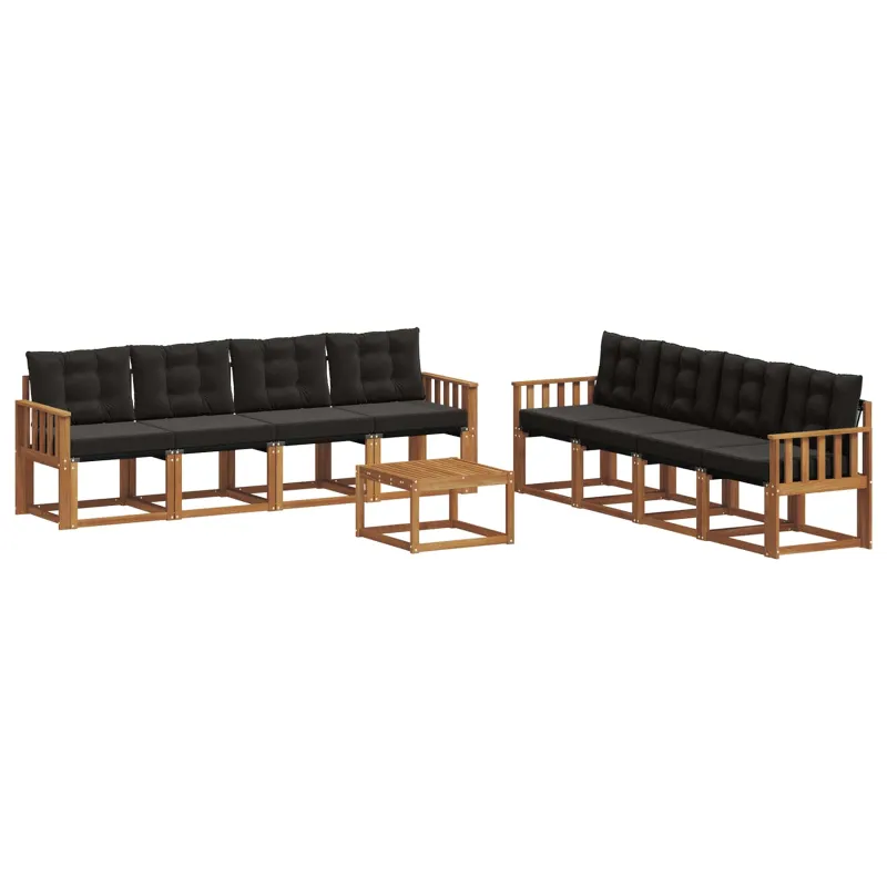Lauko sofos komplektas su pagalve 9 pcs Natūrali ir juoda