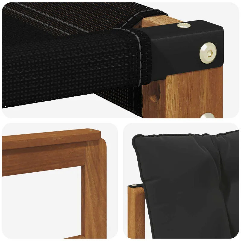 Lauko sofos komplektas su pagalve 4 pcs Natūrali ir juoda