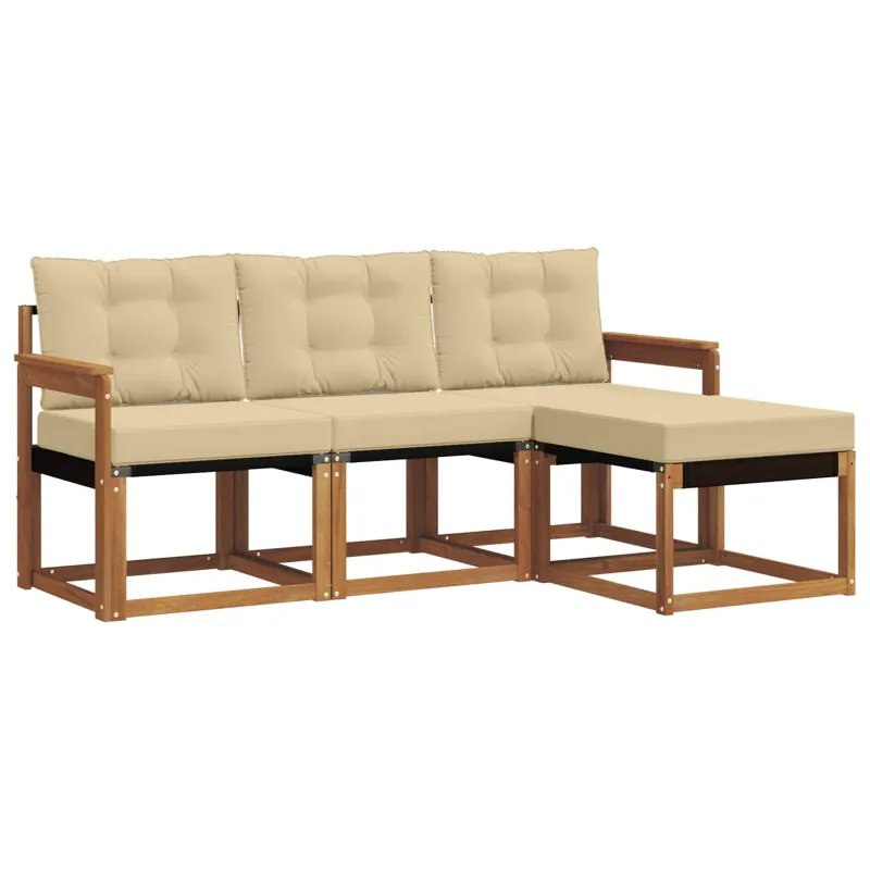 Lauko sofos komplektas su pagalve 4 pcs Natūralus ir bežinis