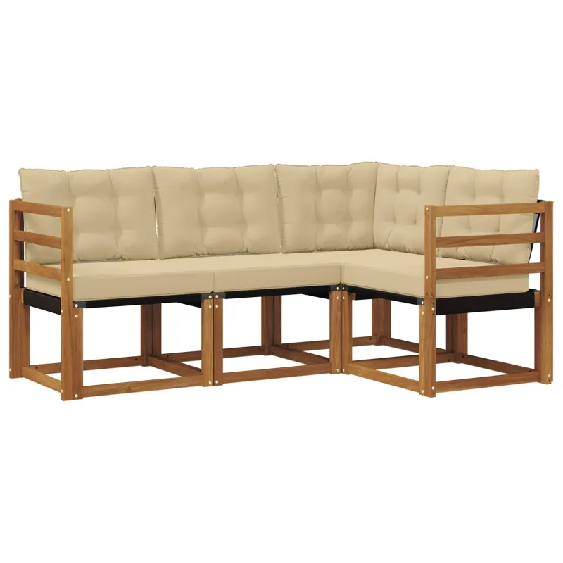Lauko sofos komplektas su pagalve 4 pcs Natūralus ir bežinis