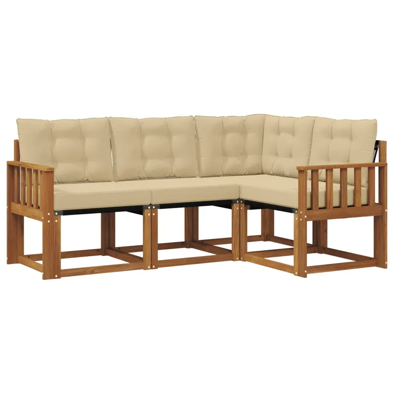 Lauko sofos komplektas su pagalve 4 pcs Natūralus ir bežinis