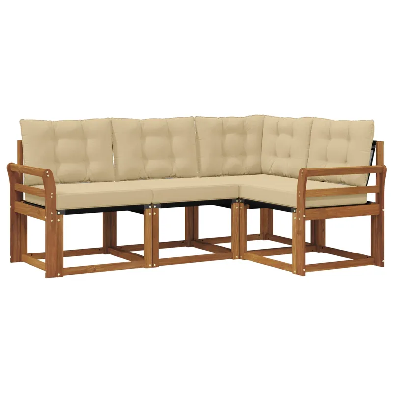 Lauko sofos komplektas su pagalve 4 pcs Natūralus ir bežinis