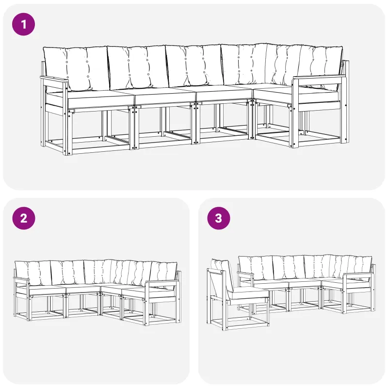 Lauko sofos komplektas su pagalve 5 pcs Natūralus ir bežinis