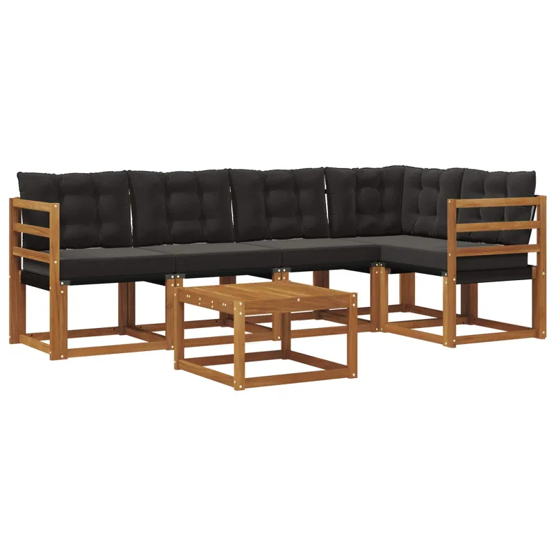 Lauko sofos komplektas su pagalve 6 pcs Natūrali ir juoda