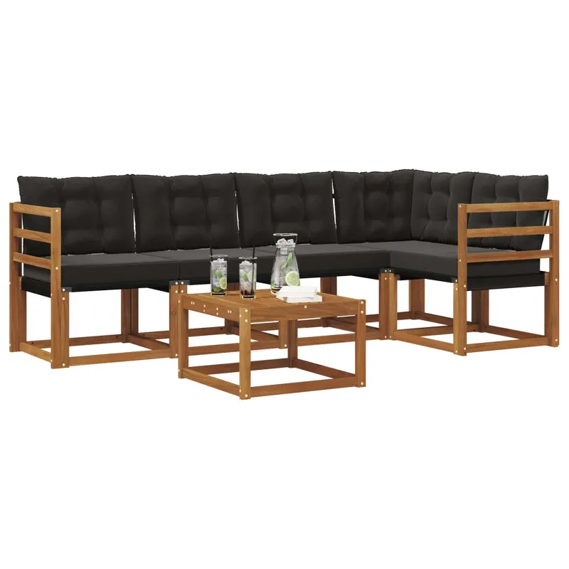 Lauko sofos komplektas su pagalve 6 pcs Natūrali ir juoda