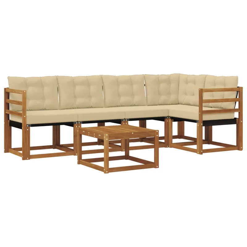Lauko sofos komplektas su pagalve 6 pcs Natūralus ir bežinis