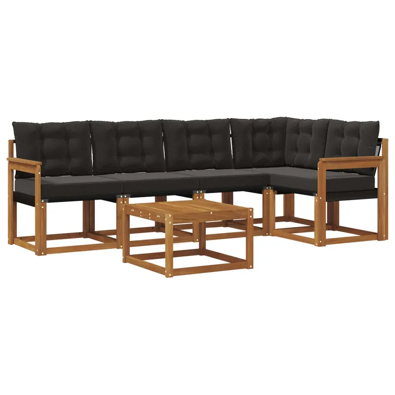 Lauko sofos komplektas su pagalve 6 pcs Natūrali ir juoda