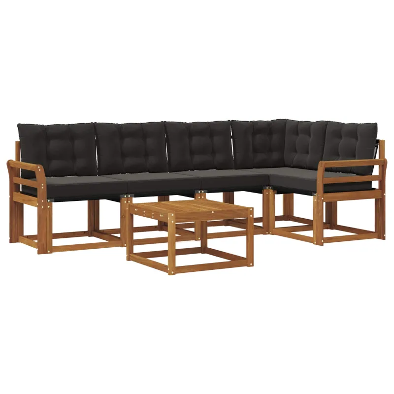 Lauko sofos komplektas su pagalve 6 pcs Natūrali ir juoda
