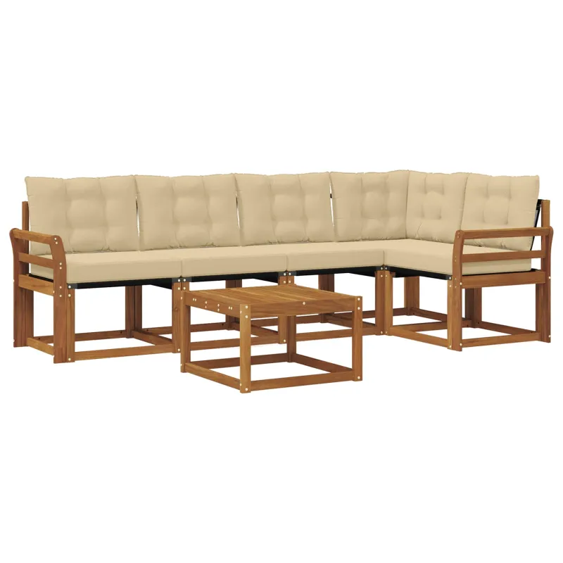 Lauko sofos komplektas su pagalve 6 pcs Natūralus ir bežinis