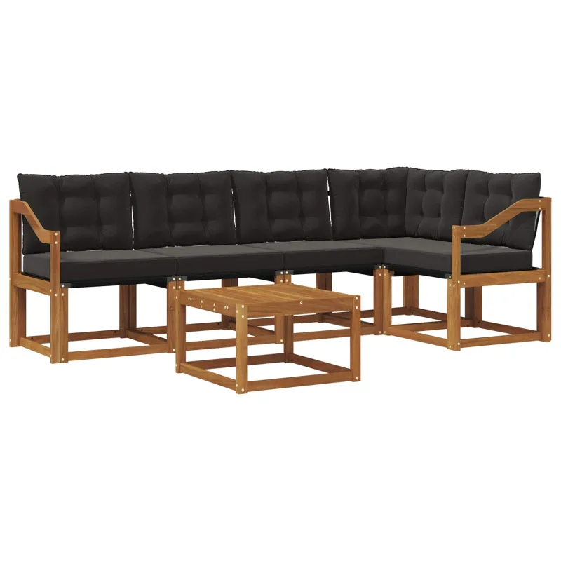 Lauko sofos komplektas su pagalve 6 pcs Natūrali ir juoda