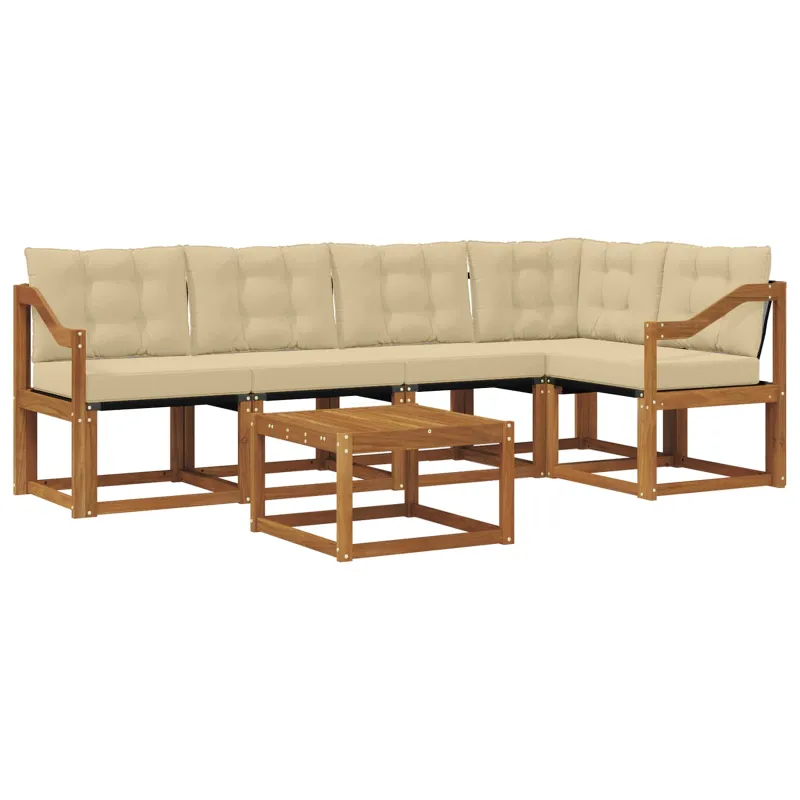 Lauko sofos komplektas su pagalve 6 pcs Natūralus ir bežinis