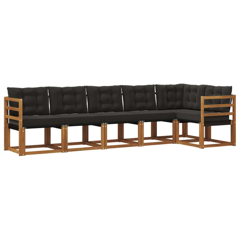 Lauko sofos komplektas su pagalve 6 pcs Natūrali ir juoda