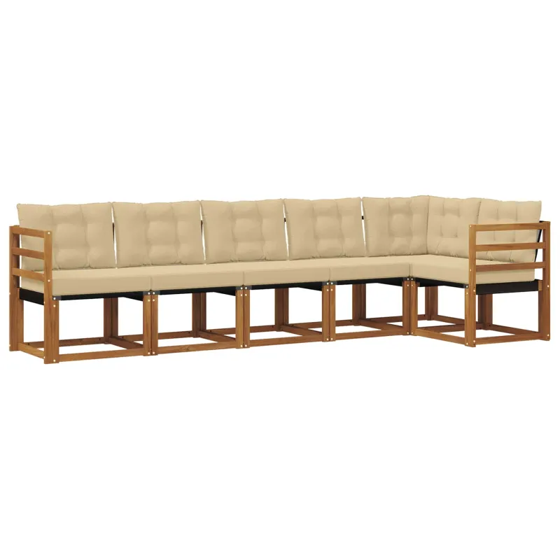 Lauko sofos komplektas su pagalve 6 pcs Natūralus ir bežinis