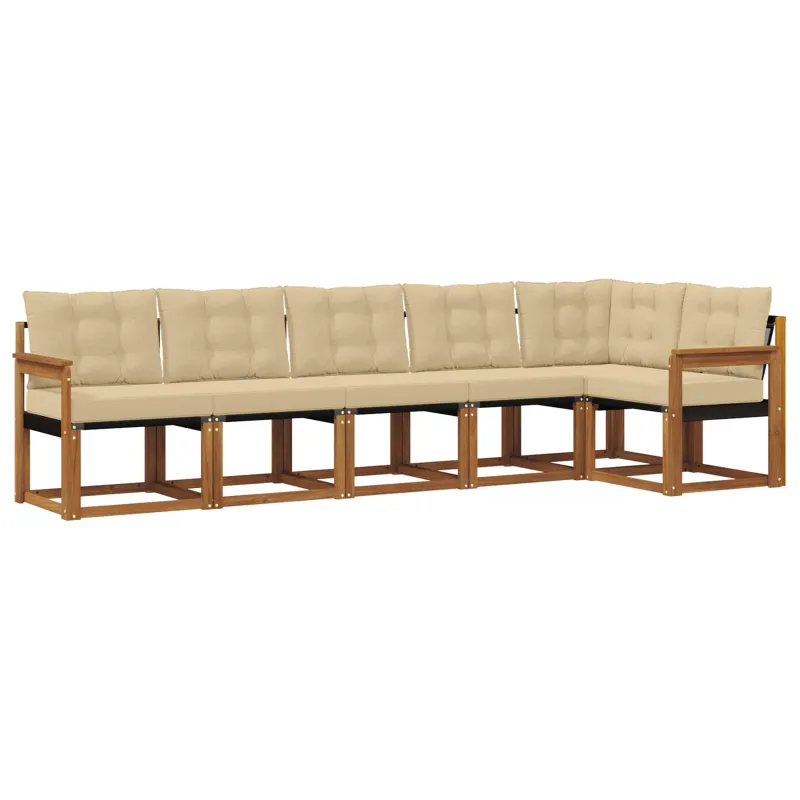 Lauko sofos komplektas su pagalve 6 pcs Natūralus ir bežinis
