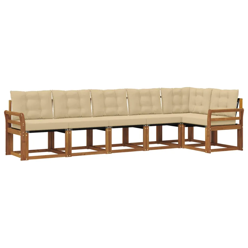 Lauko sofos komplektas su pagalve 6 pcs Natūralus ir bežinis