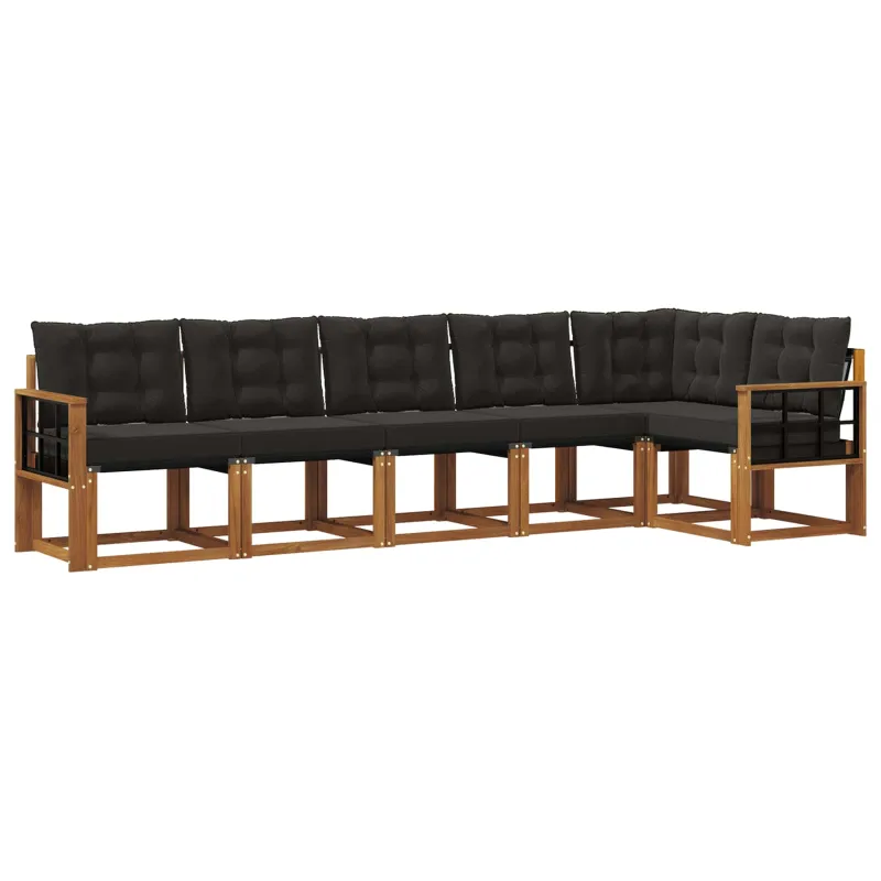 Lauko sofos komplektas su pagalve 6 pcs Natūrali ir juoda
