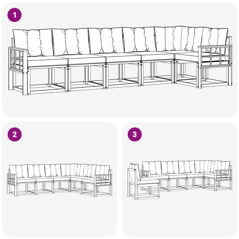 Lauko sofos komplektas su pagalve 6 pcs Natūralus ir bežinis