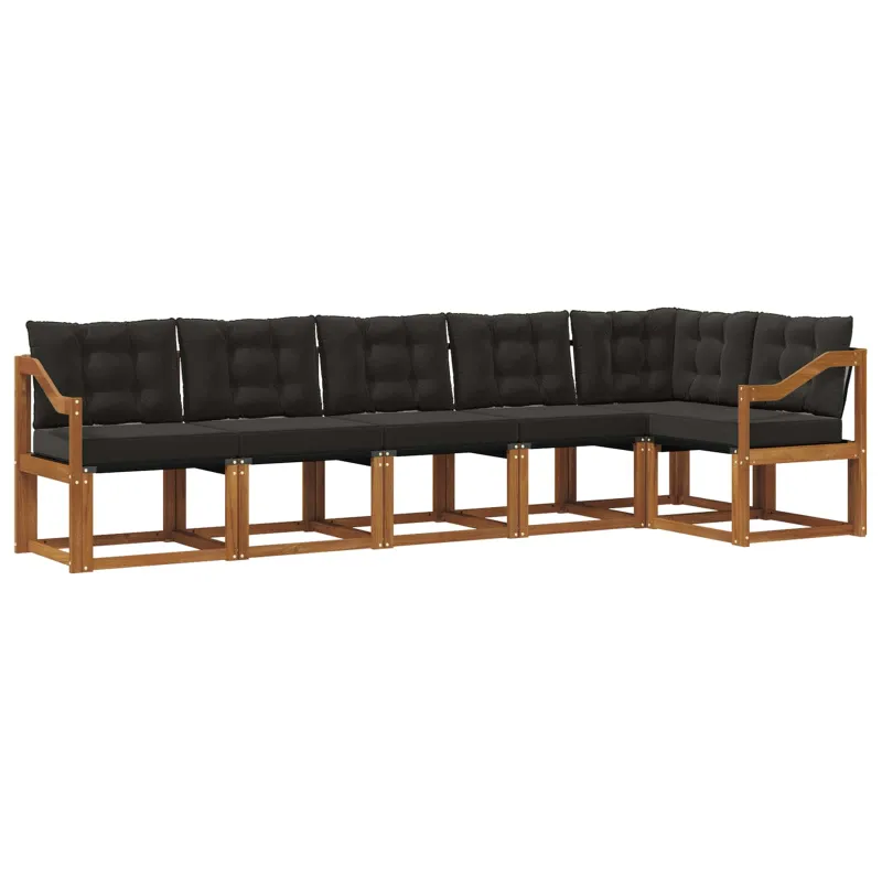 Lauko sofos komplektas su pagalve 6 pcs Natūrali ir juoda