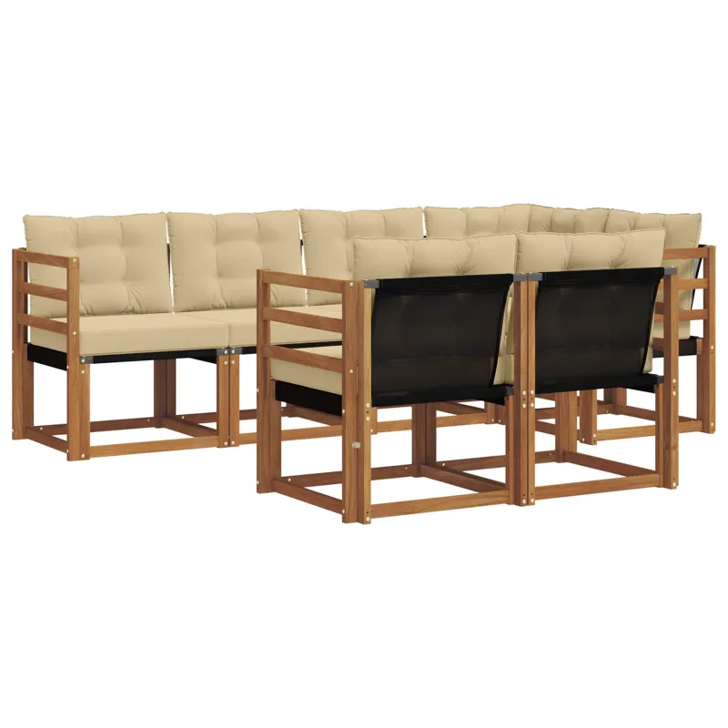 Lauko sofos komplektas su pagalve 7 pcs Natūralus ir bežinis