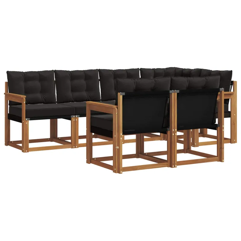 Lauko sofos komplektas su pagalve 7 pcs Natūrali ir juoda