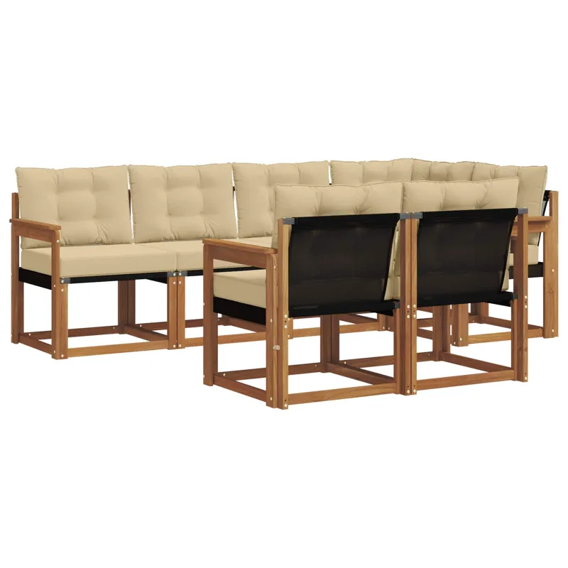 Lauko sofos komplektas su pagalve 7 pcs Natūralus ir bežinis