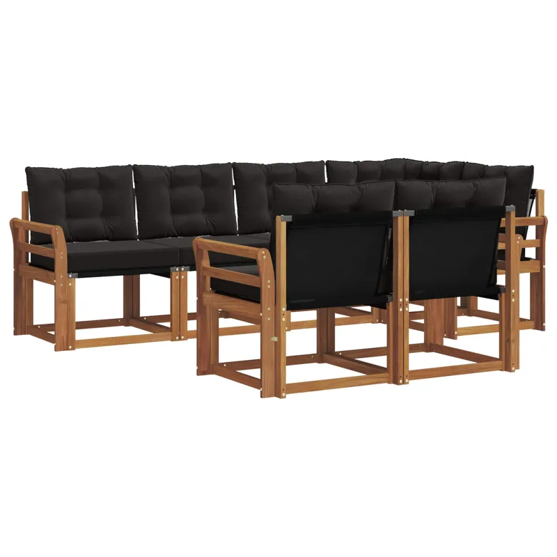 Lauko sofos komplektas su pagalve 7 pcs Natūrali ir juoda