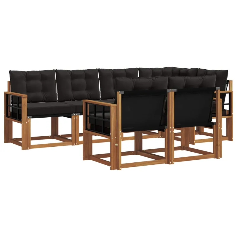Lauko sofos komplektas su pagalve 7 pcs Natūrali ir juoda