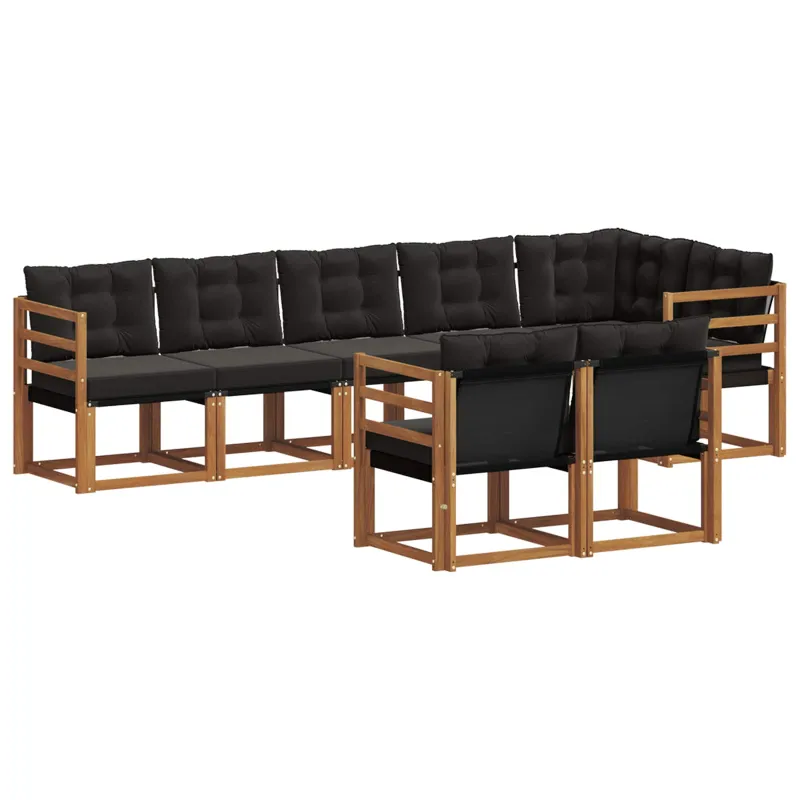 Lauko sofos komplektas su pagalve 8 pcs Natūrali ir juoda