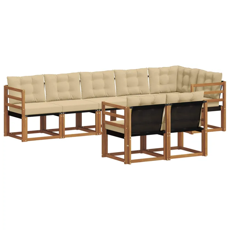Lauko sofos komplektas su pagalve 8 pcs Natūralus ir bežinis