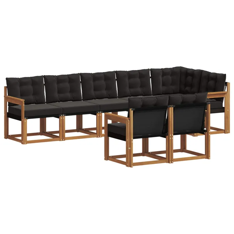 Lauko sofos komplektas su pagalve 8 pcs Natūrali ir juoda