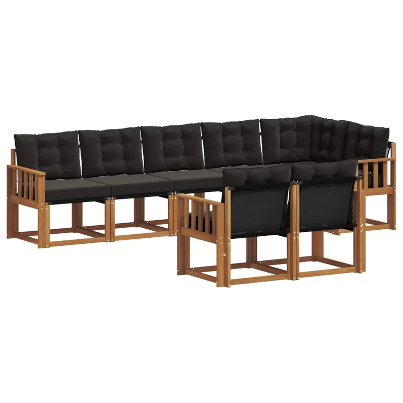 Lauko sofos komplektas su pagalve 8 pcs Natūrali ir juoda