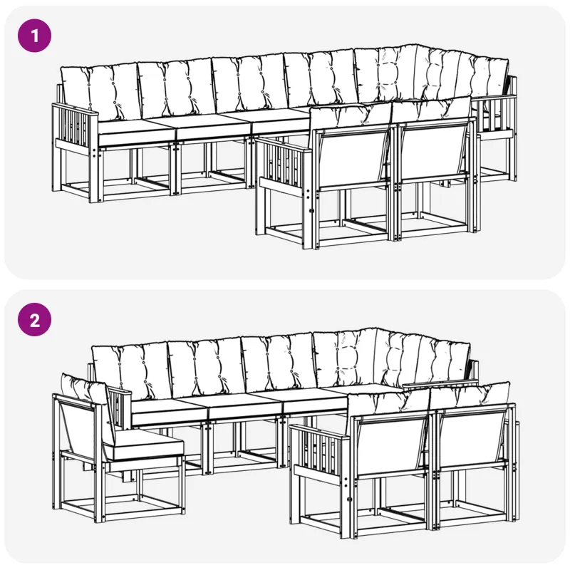 Lauko sofos komplektas su pagalve 8 pcs Natūralus ir bežinis