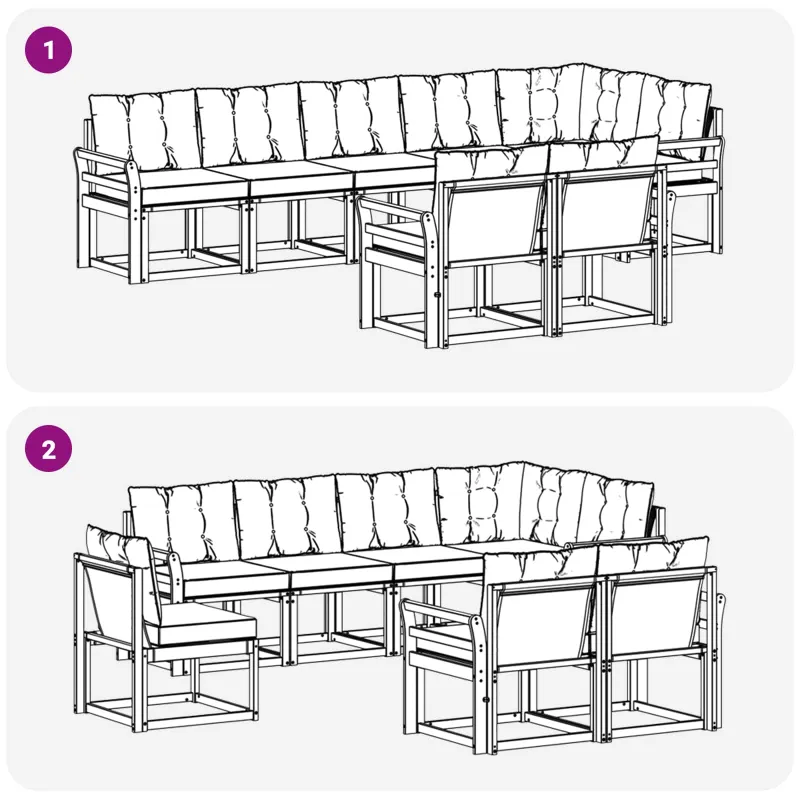 Lauko sofos komplektas su pagalve 8 pcs Natūralus ir grietinėlė