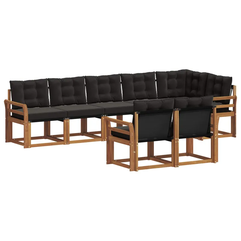 Lauko sofos komplektas su pagalve 8 pcs Natūrali ir juoda