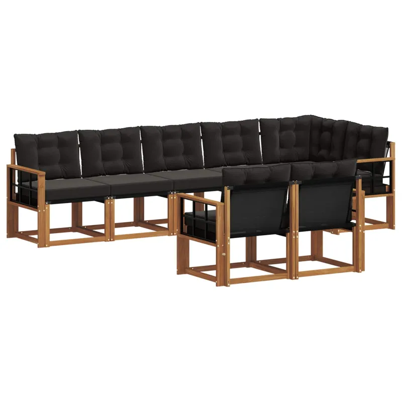 Lauko sofos komplektas su pagalve 8 pcs Natūrali ir juoda