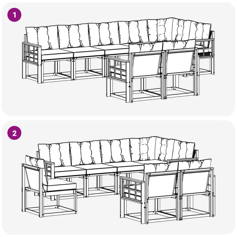 Lauko sofos komplektas su pagalve 8 pcs Natūralus ir bežinis