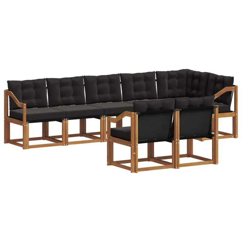 Lauko sofos komplektas su pagalve 8 pcs Natūrali ir juoda