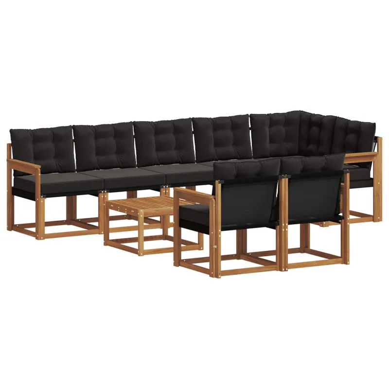 Lauko sofos komplektas su pagalve 9 pcs Natūrali ir juoda