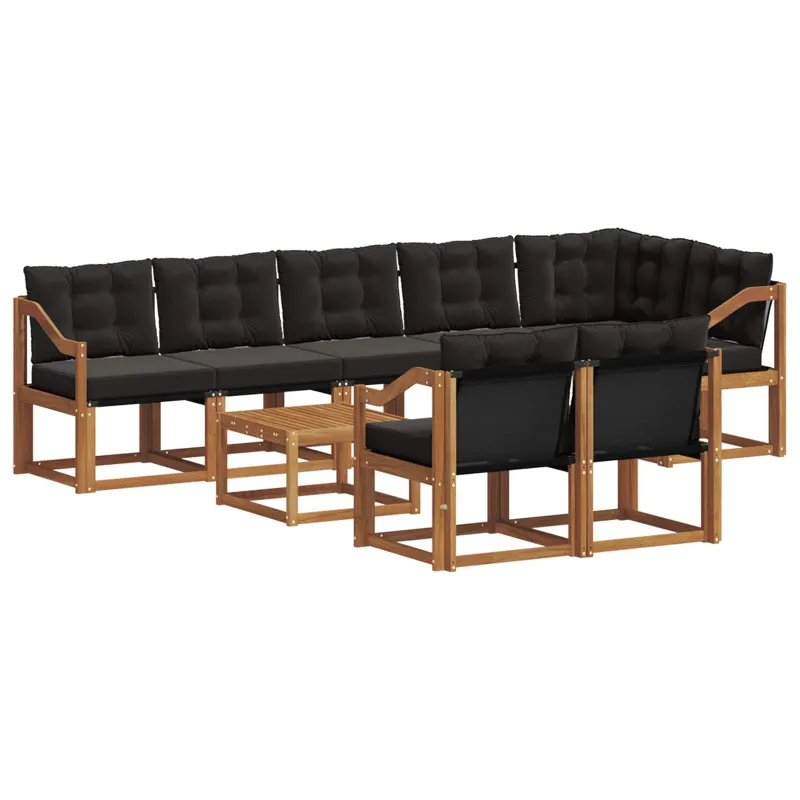 Lauko sofos komplektas su pagalve 9 pcs Natūrali ir juoda