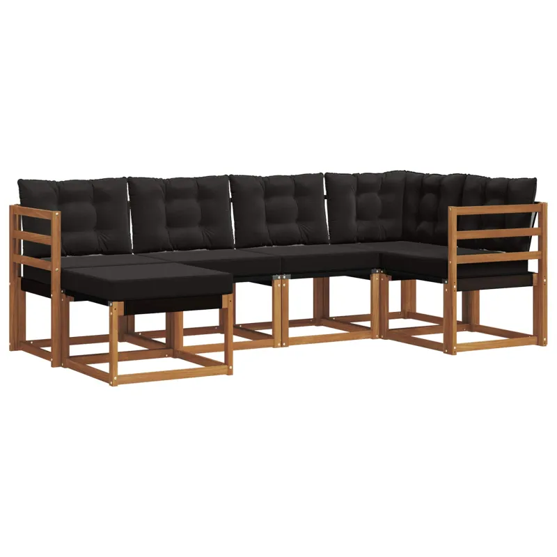 Lauko sofos komplektas su pagalve 6 pcs Natūrali ir juoda